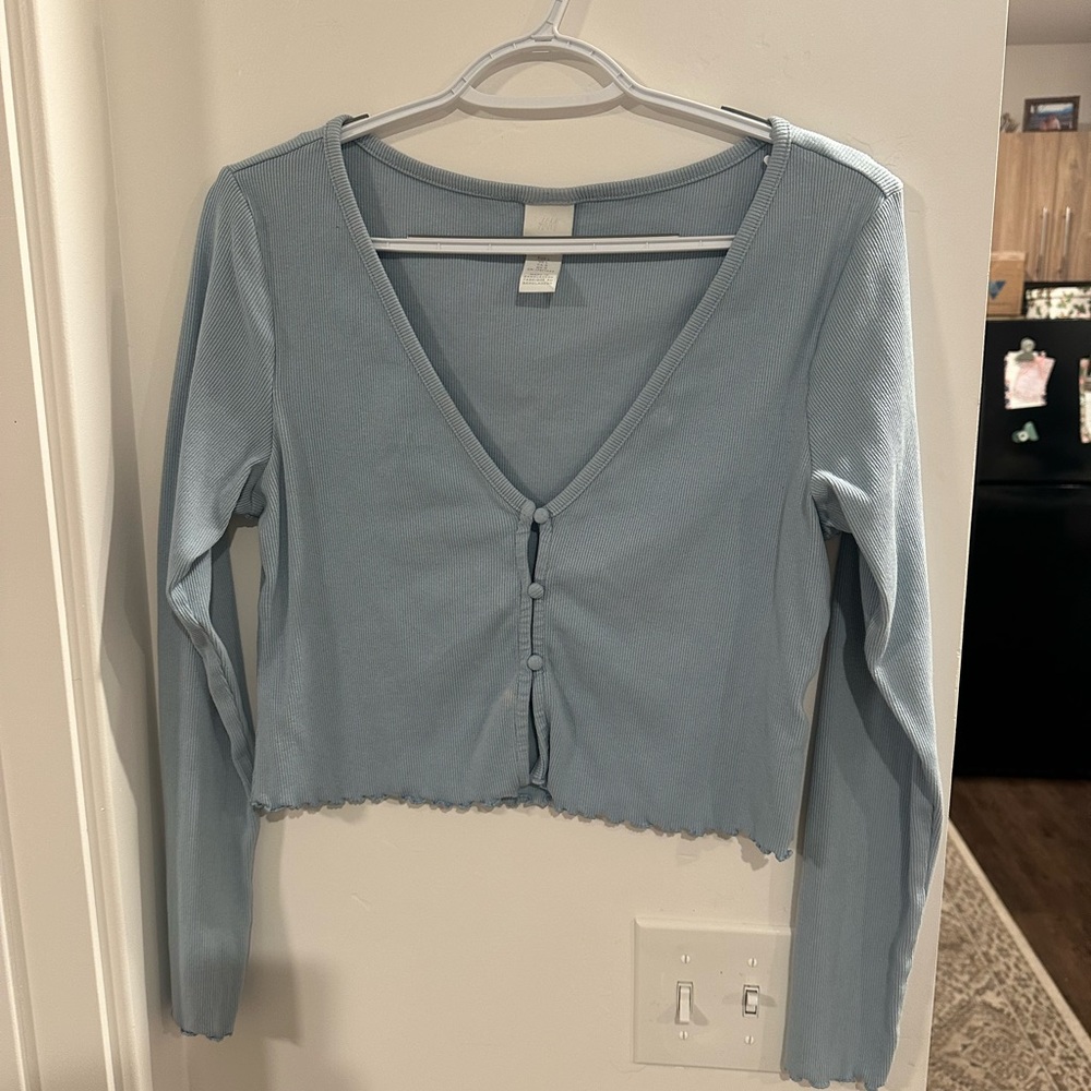 Light Blue Button-Up Cardigan